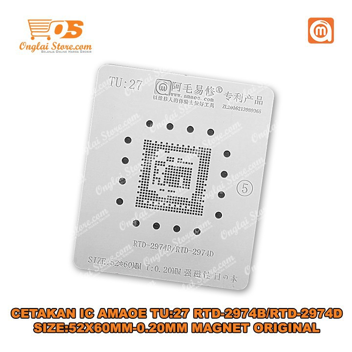CETAKAN IC AMAOE TU:27 RTD-2974B/RTD-2974D SIZE:52X60MM-0.20MM MAGNET BAHAN JEPANG ORIGINAL