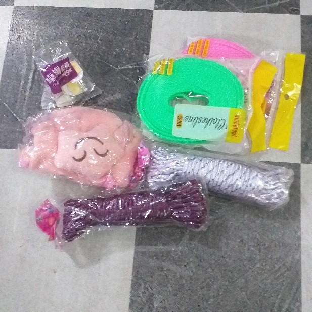 Tali Jemuran Baju Panjang 5 Meter Free Penjepit Kayu 5pcs