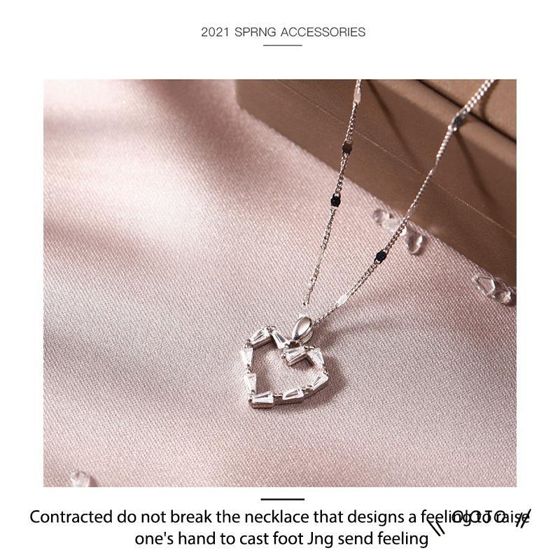 Kalung Rantai Clavicle Desain Hati Bahan Zirkon Untuk Wanita - ol2