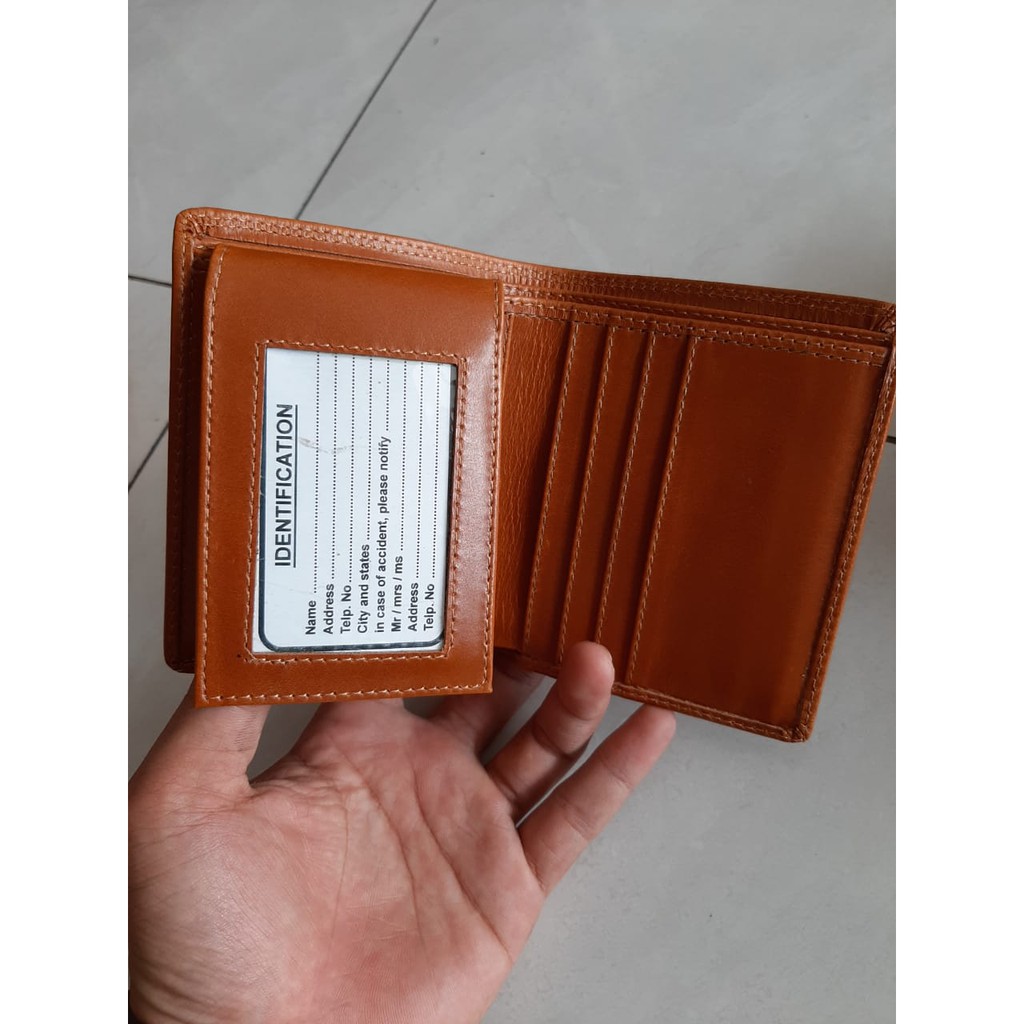 Dompet kulit pria pendek 3Dimensi ASLI FULL GRAIN kulit sapi ORI