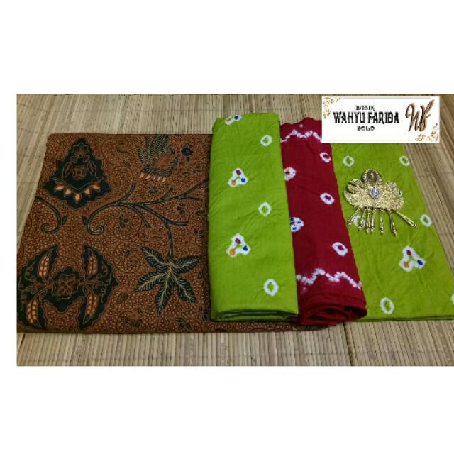  Kain  jumputan  set jumputan  angkin batik bonus bros a2 