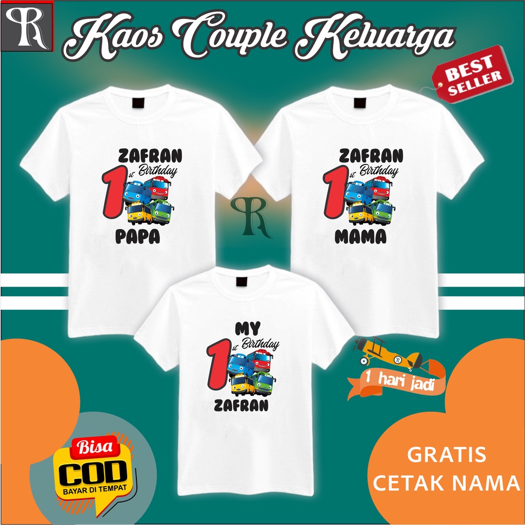 BAJU KAOS COUPLE KELUARGA | KAOS CUSTOM FAMILY CUSTOM ULANG TAHUN TEMA TAYO -BISA REQUEST TULISAN