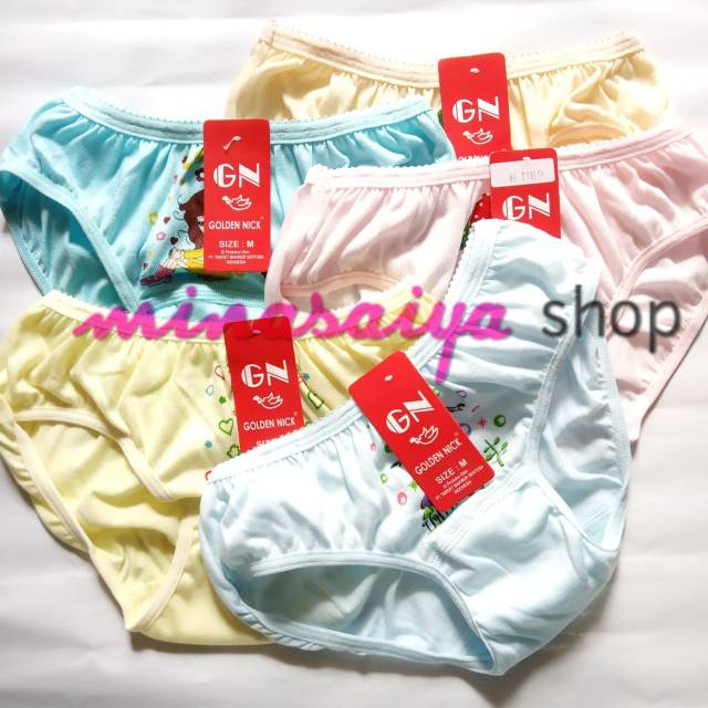 GOLDEN NICK 6 pcs Celana Dalam Anak Perempuan SNI 1187 - 1189 Uk. M - XL