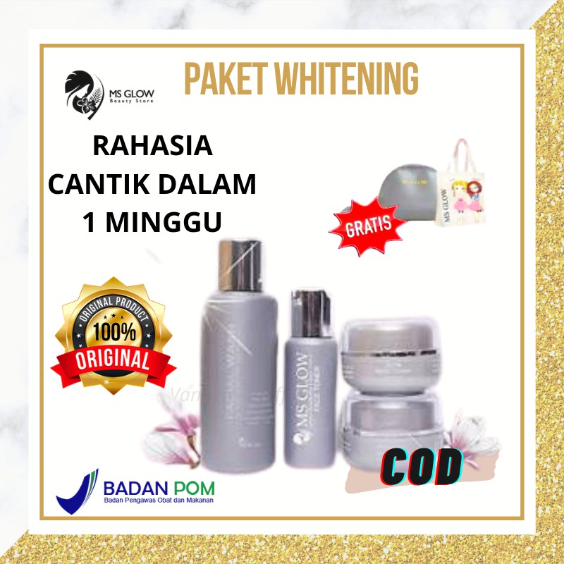 MS GLOW PAKET SKINCARE PERAWATAN WAJAH WHITENING ORIGINAL BPOM SKIN CARE KECANTIKAN GLOWING REMAJA