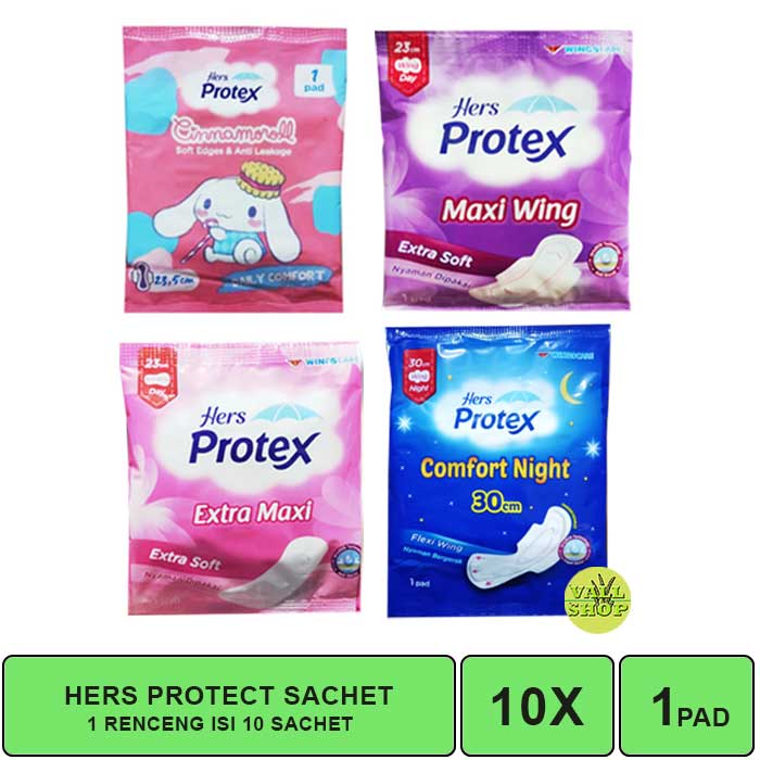 PEMBALUT HERS PROTEX DAILY COMFORT 1 PAD + WING (1 RENCENG ISI 10 SACHET).