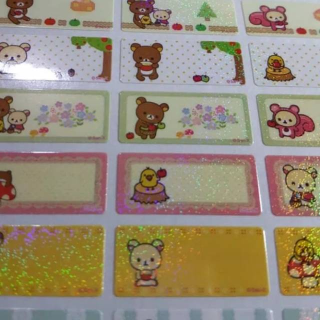 

label glitter ori RILAKUMMA APPLE TREE stiker nama tahan air