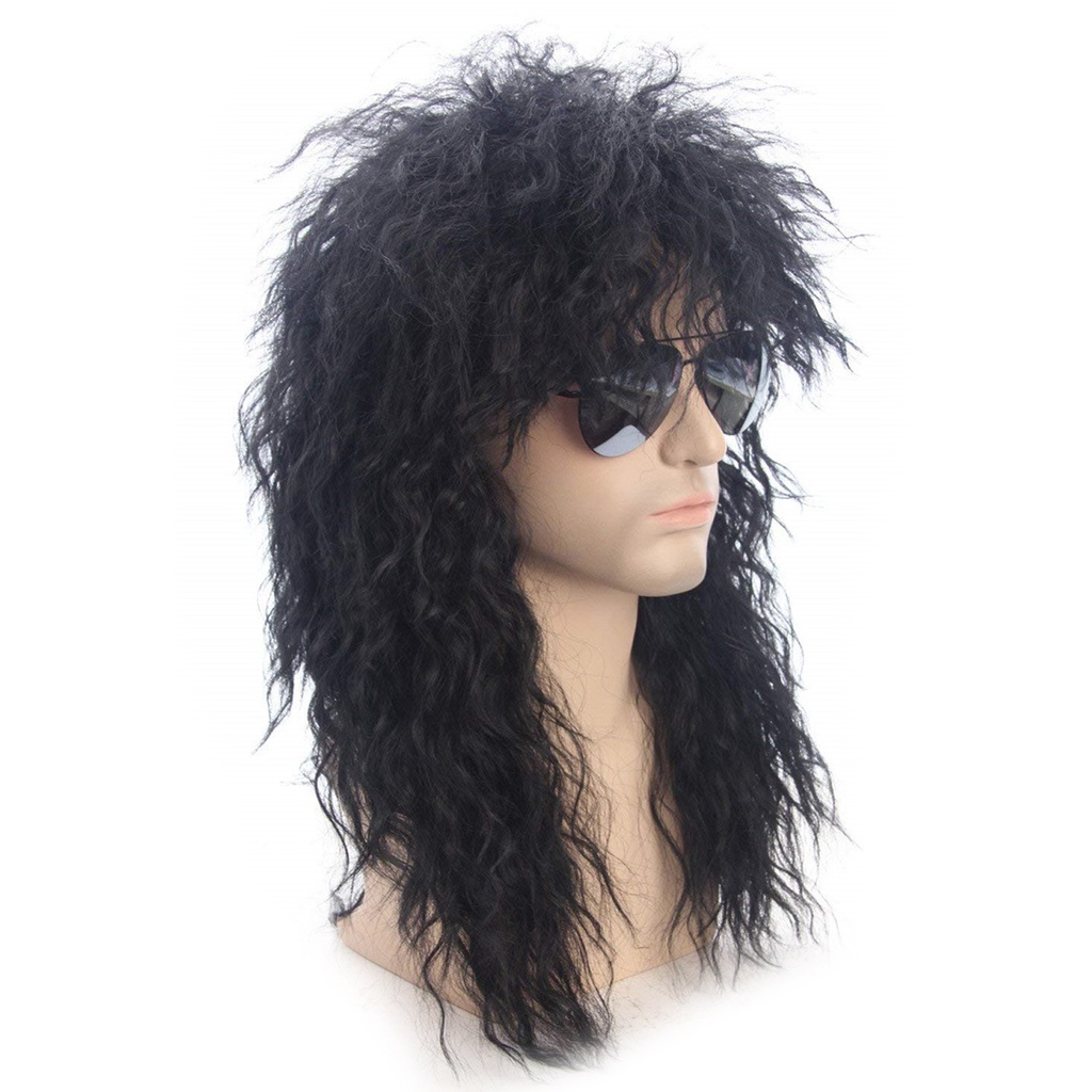 Wig Punk Heavy Metal Rocker Curly Long Wig Hairpiece