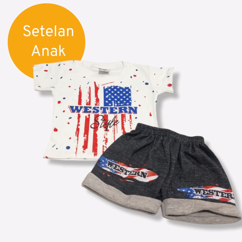 Setelan Baju Bayi Anak Laki Laki Motif Sablon