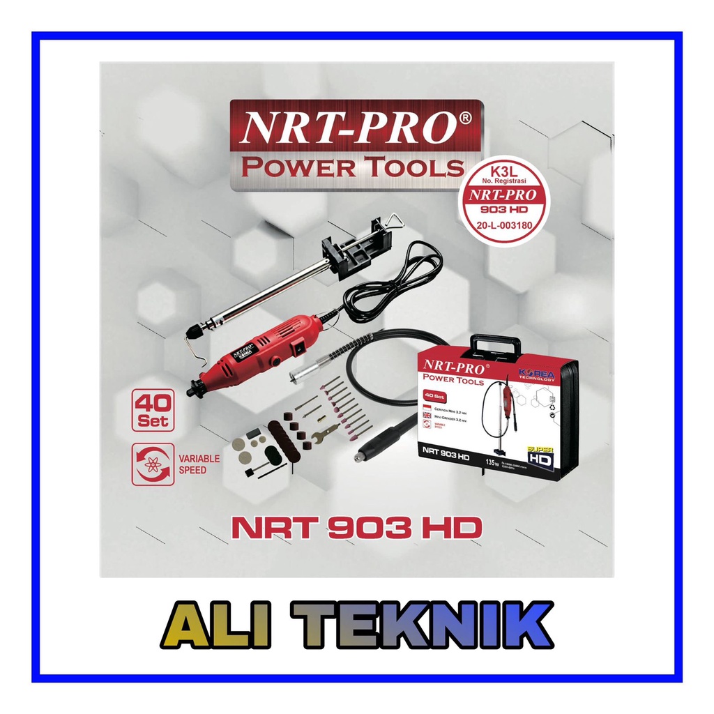 NRT PRO 903 HD + Set  Gerinda Mini / Bubut /Gerinda Mini Set 40 pcs Bor Tuner Mini