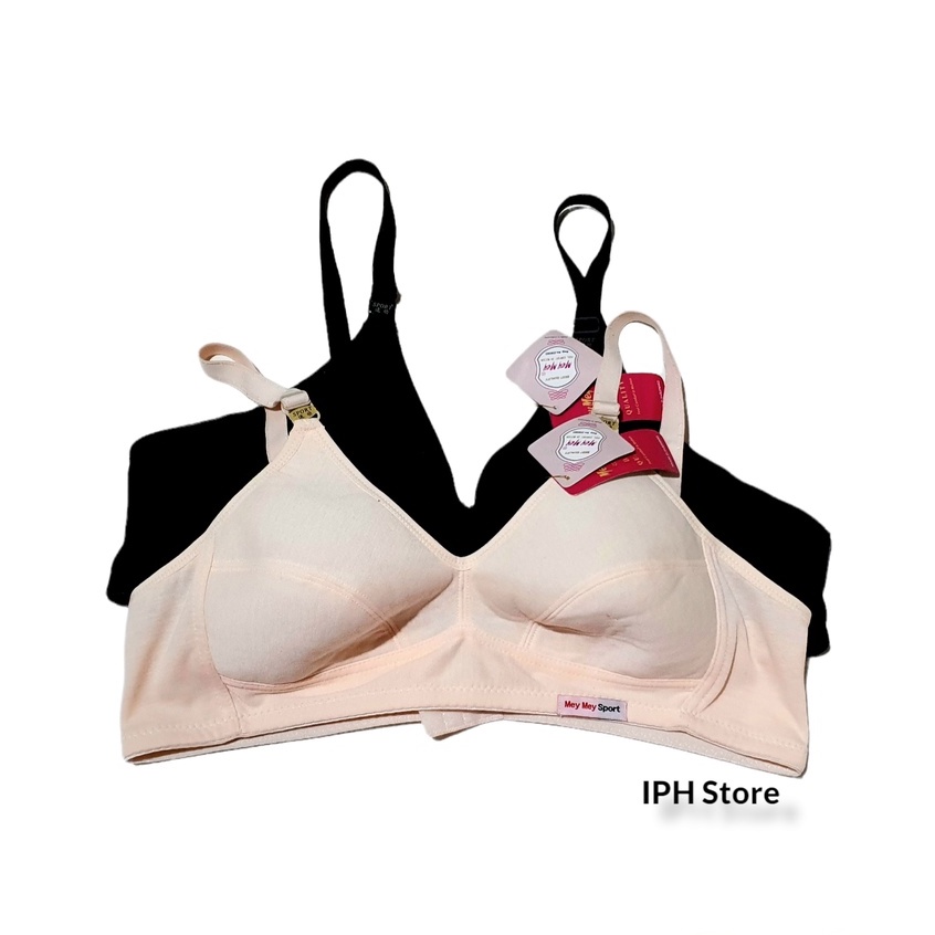 Bra / BH Mey Mey Sport Cream dan Hitam (Tanpa Kawat, Tanpa Busa, Kait 2)