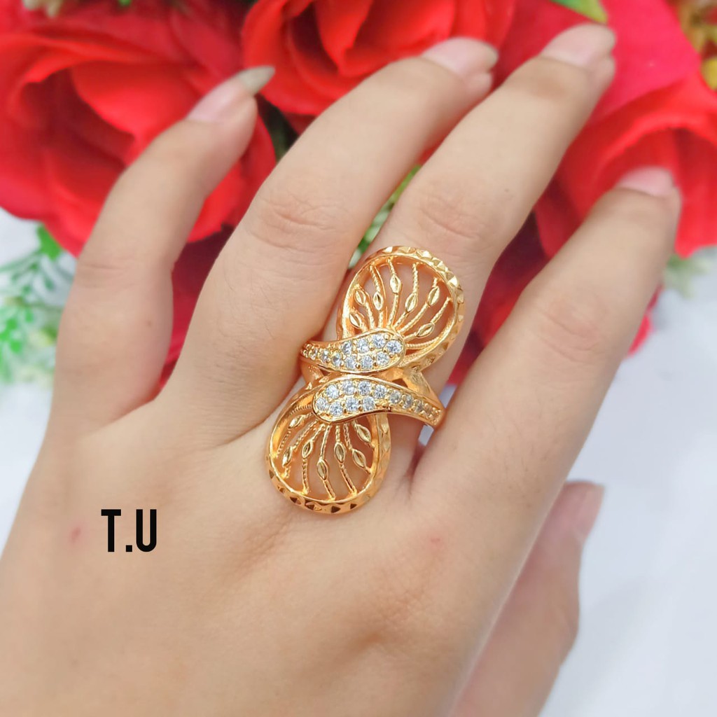 Cincin TITANIUM Dewasa Dubai pertama zircon kualitas terbaik perhiasan wanita Gold variasi motif