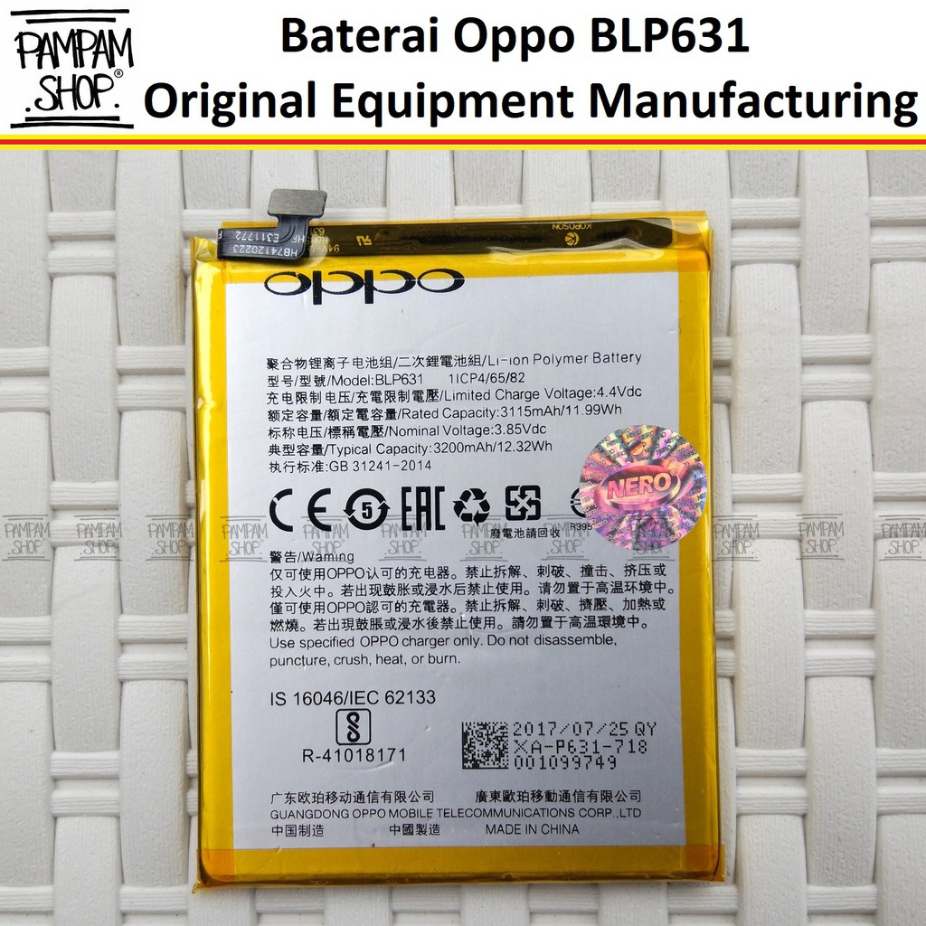 Baterai Oppo F3 F5 A77 BLP631 Original OEM Batrai Batre Battry F 3 BLP 631 HP Handphone