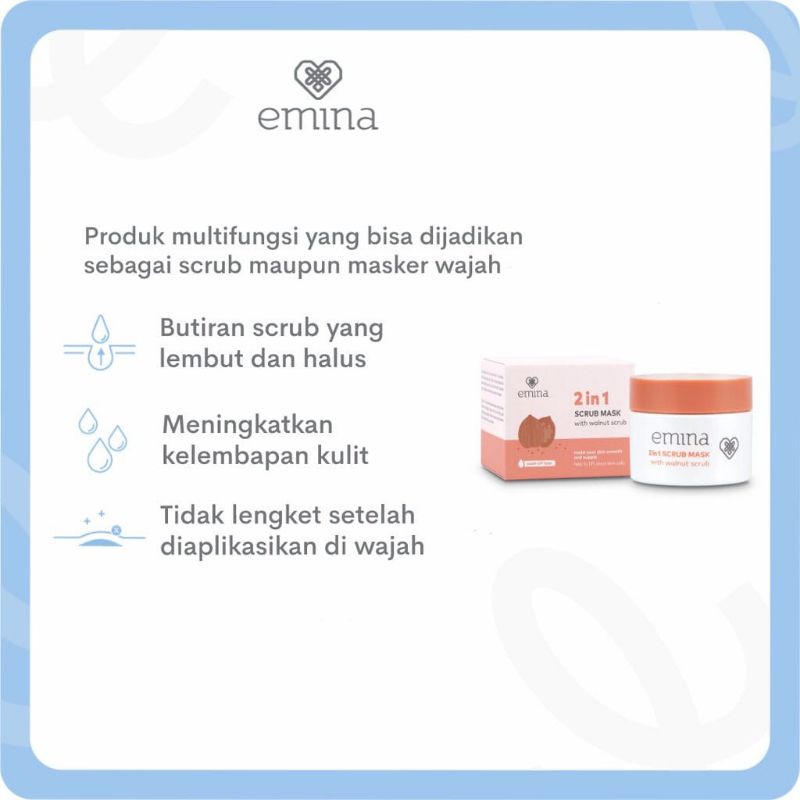 Emina 2 in 1 Scrub Mask 50 ml - Masker Eksfoliasi