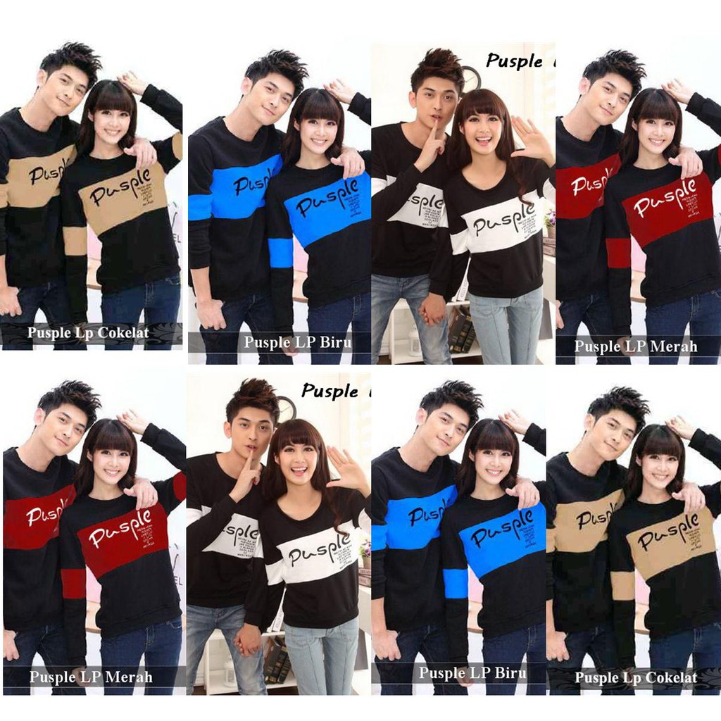Couple Kaos tebal Murah longsleeve pria wanita pasangan distro simpe Pusple LP