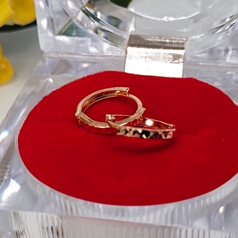 Tiara Jaya #Anting Emas Model Hoops Pacet Ukir Padu  Anting Emas Asli Rose Gold Emas 700