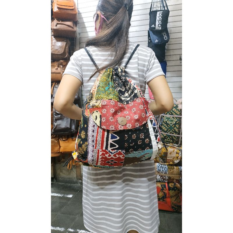TAS RANSEL MODEL SERUT KAIN PERCA BATIK BAGUS