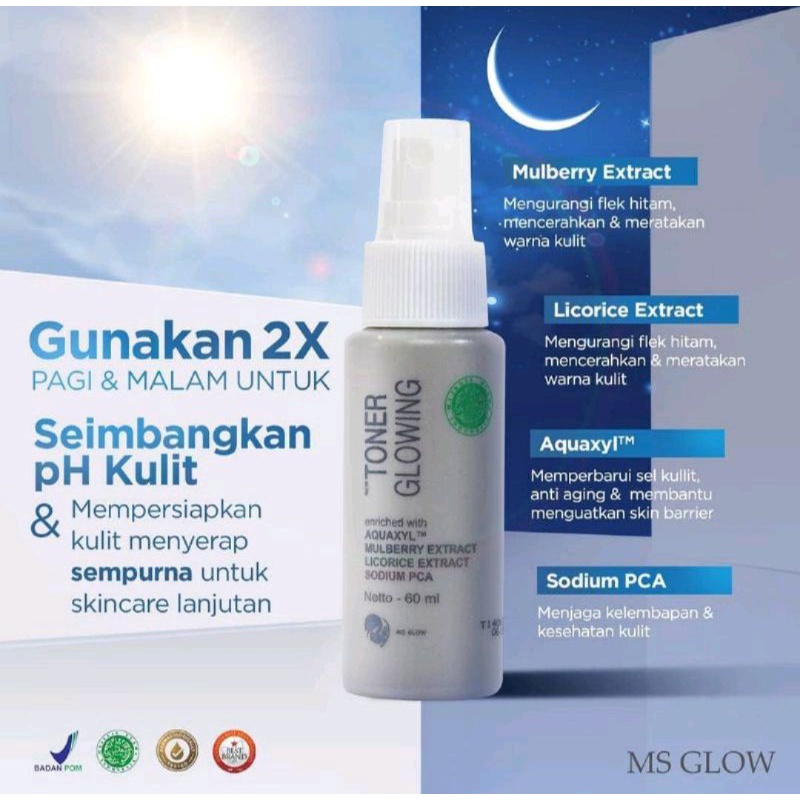 Ms glow toner glowing/acne toner 60ml