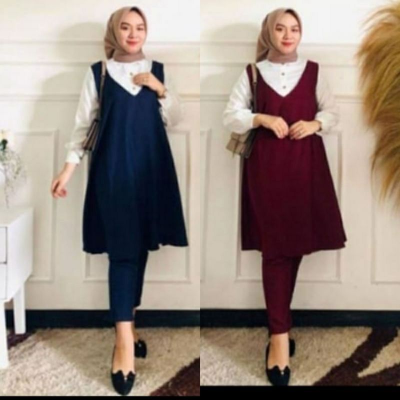 SISY ONE SET || SETELAN TUNIK WANITA || ONE SET DAILY SET BAJU WANITA ATASAN WANITA CELANA WANITA-3