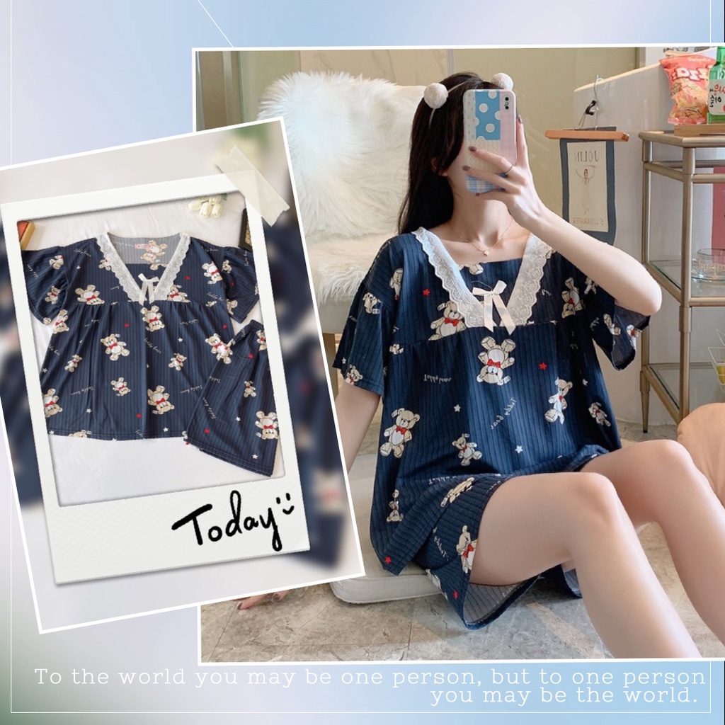 Baju Tidur Piyama Import Korea Motif Kartun Lucu Baju tidur wanita Celana pendek