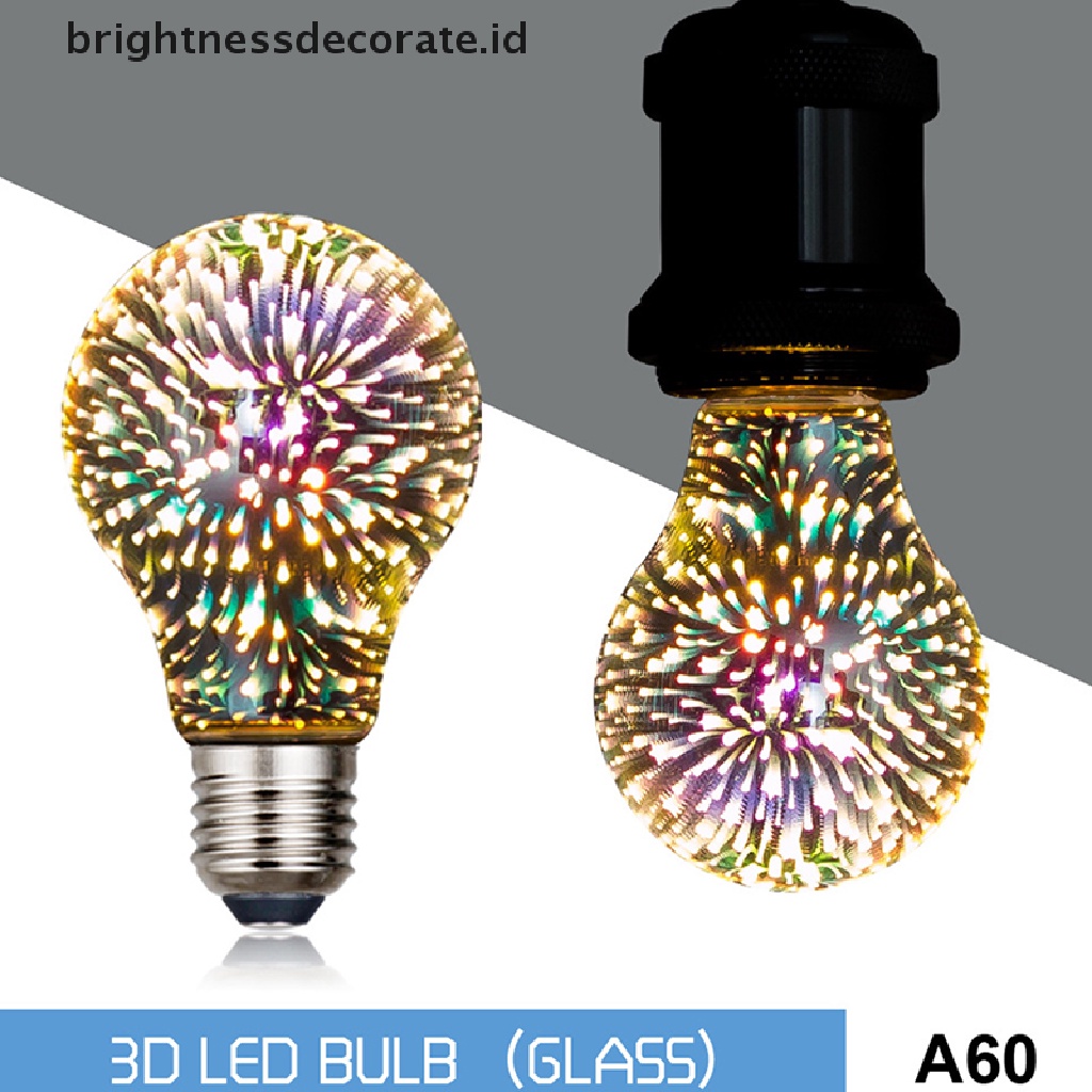 E27 6w 85-265v Lampu Bohlam 3d Filamen Kembang Api Gaya Vintage