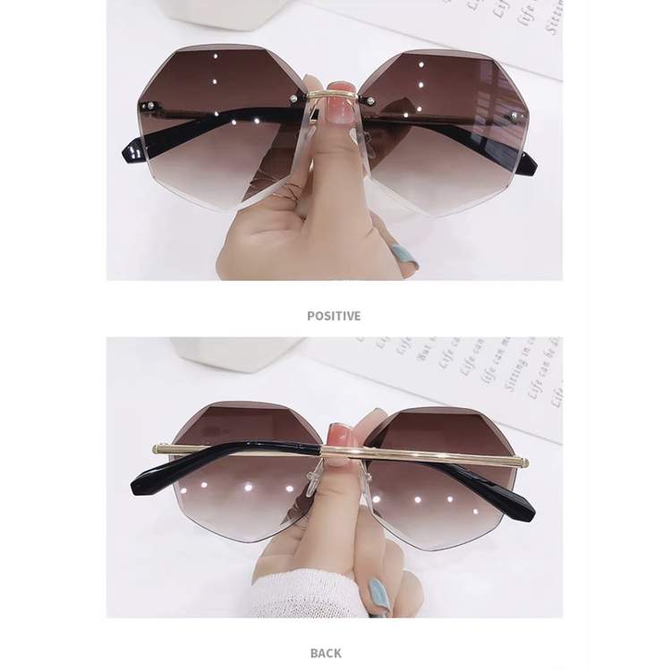 Kacamata Fashion Retro Frameless Polarized untuk Pria dan Wanita