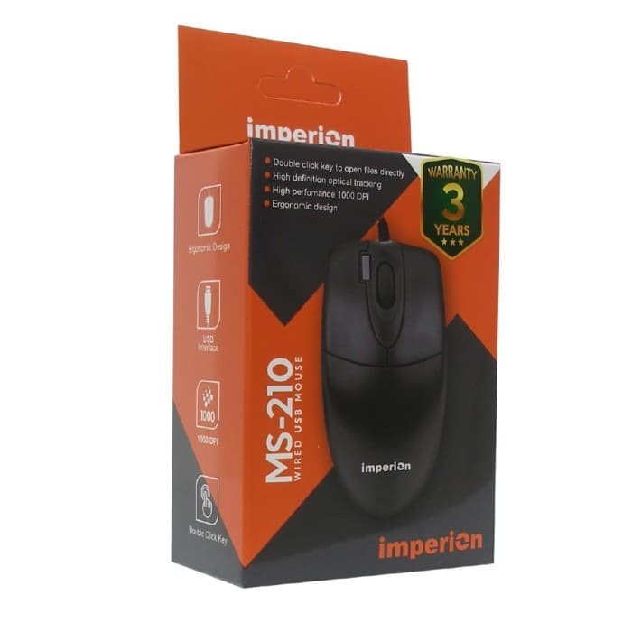 IMPERION MS-210 WIRED MOUSE USB OPTICAL - MOUSE USB OPTIC MS210 Double klik