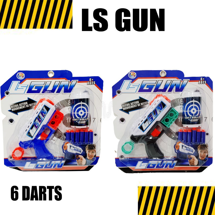 Mainan Pistol Nerf Shooter Gun LG 8 Soft Bullet