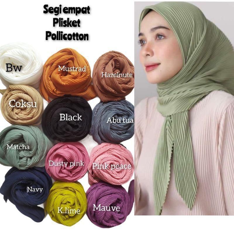 HIJAB SEGI EMPAT PLISKET LIDI TERBARU TERMURAH HIGH QUALITY ( COD)