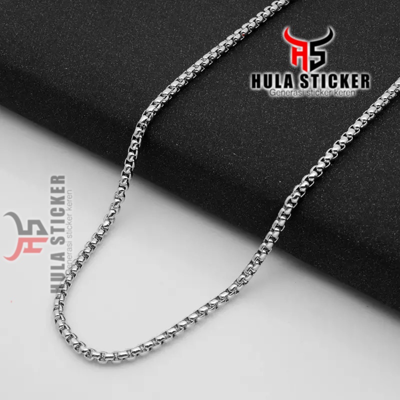 Rantai Kalung Titanium Stainless Premium 316L Pria Wanita Anti Karat ROLO SILVER Rantai Pendant