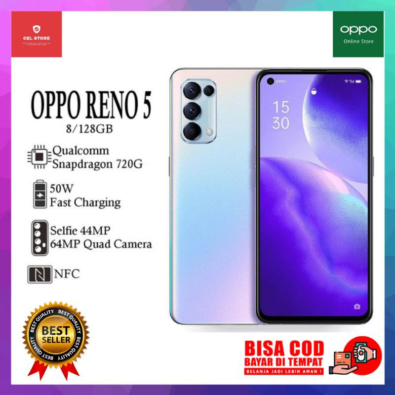 OPPO RENO 5 8/128GB SUPPORT NFC GARANSI RESMI