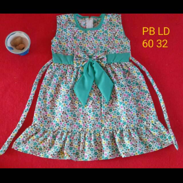 Dress anak perempuan pita  (hijau tosca)