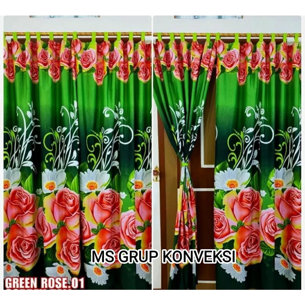 Gorden Jendela Starmoon Motif Bunga dan Karakter