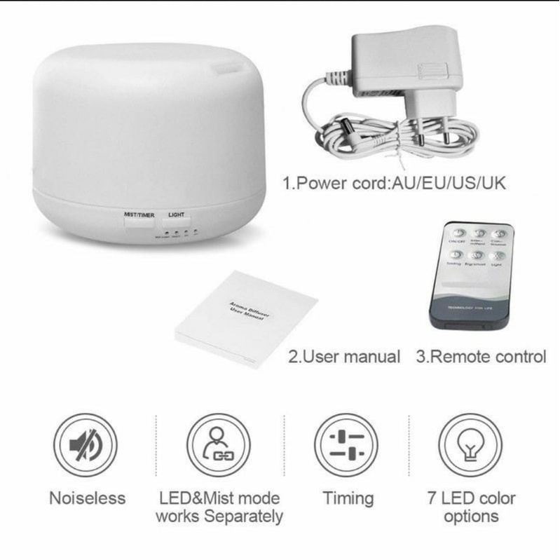 [100%ORIGINAL] TAFFWARE HUMIDIFIER ELEKTRIK + 7 LED REMOTE CONTROL-6