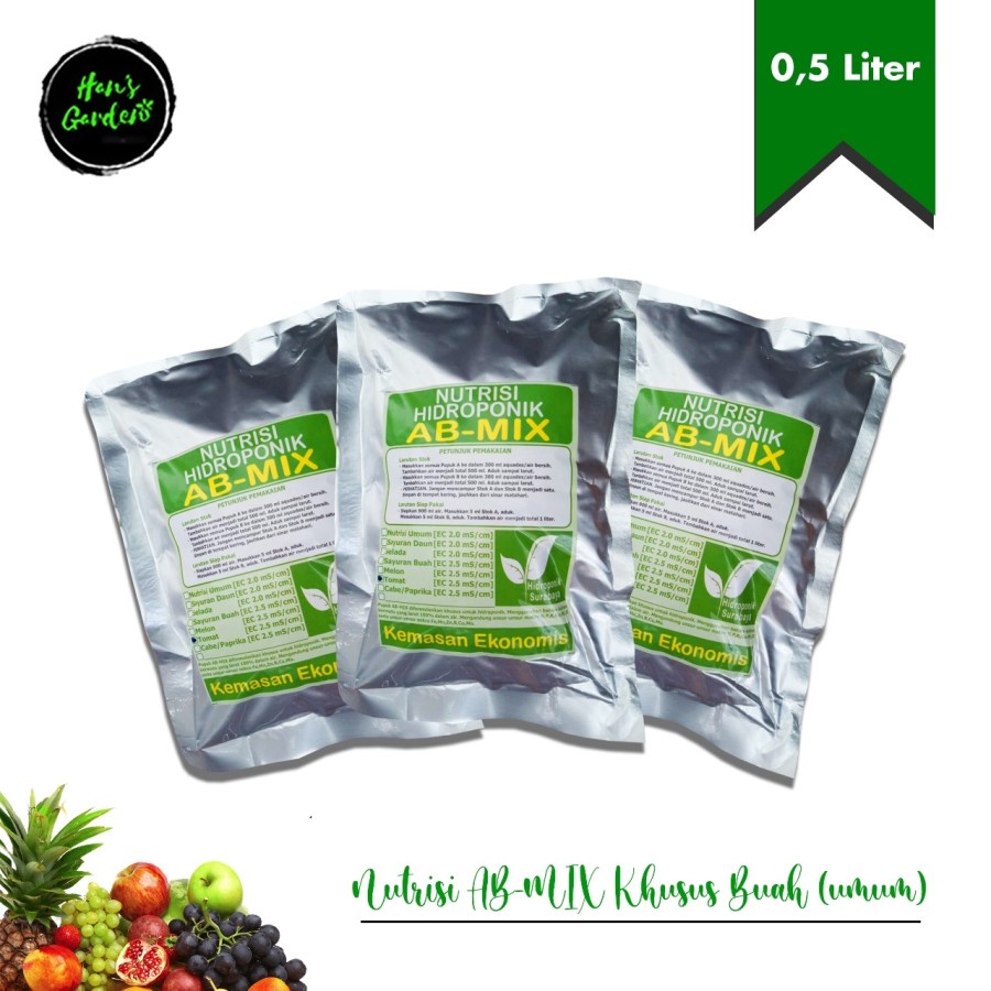 Pupuk nutrisi hidroponik AB mix buah 0.5 liter HS