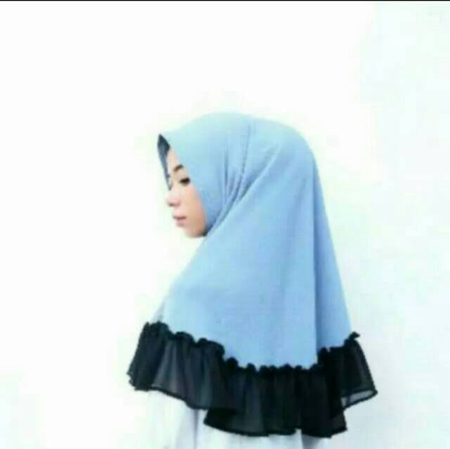 Kerudung Jilbab Bergor Mini Kombinasi Rimple Ruffle Curly