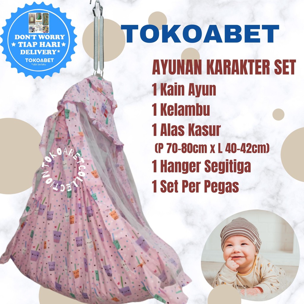 SET Ayunan Kain Karakter Manual Per Hanger Perlengkapan Tidur Bayi NEW VARIAN TOKOABET