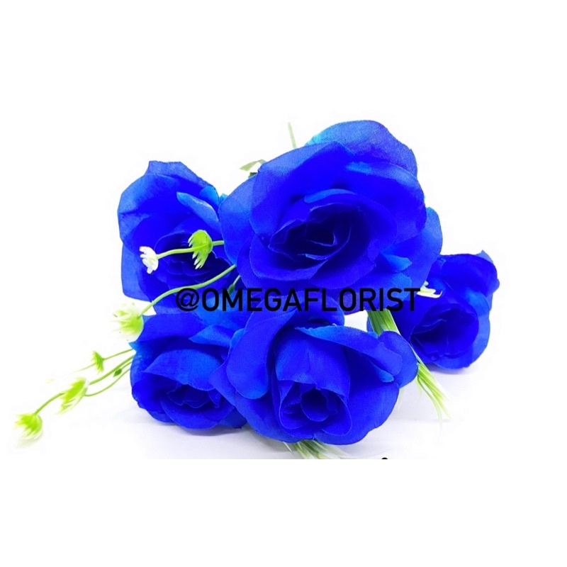 Bunga Rose OF Artificial Bunga Artificial/Bunga Plastik/Bunga Dekorasi/Dekorasi Pernikahan/Pernikahan-Biru