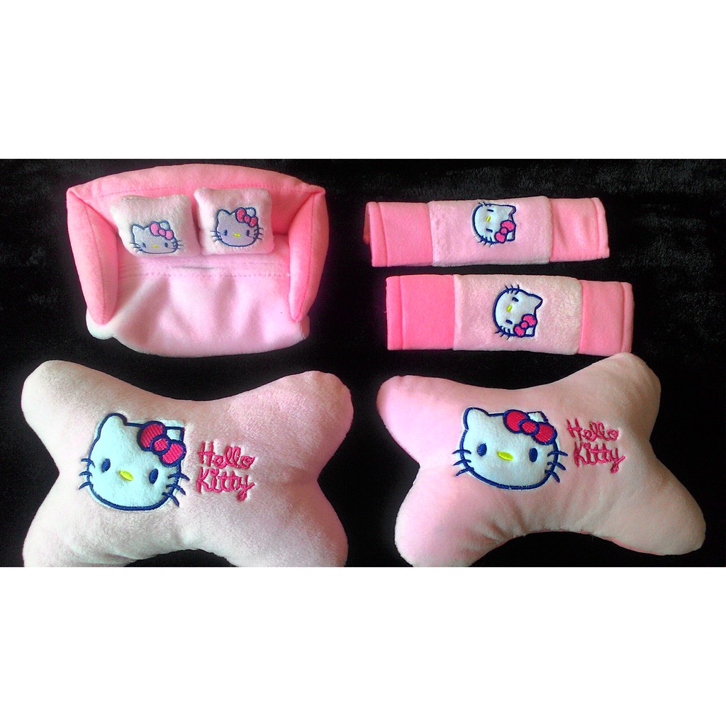 Bantal Mobil HELLO KITTY Pink  3in1 Car Pillow Sandaran Kepala Helo Kity Warna Pink