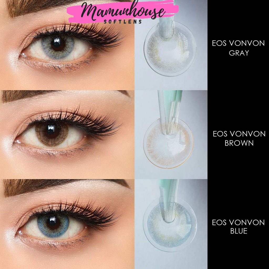 Original eos vonvon  brown blue grey murah cakep korea minus nyaman softlens softlenses softlens