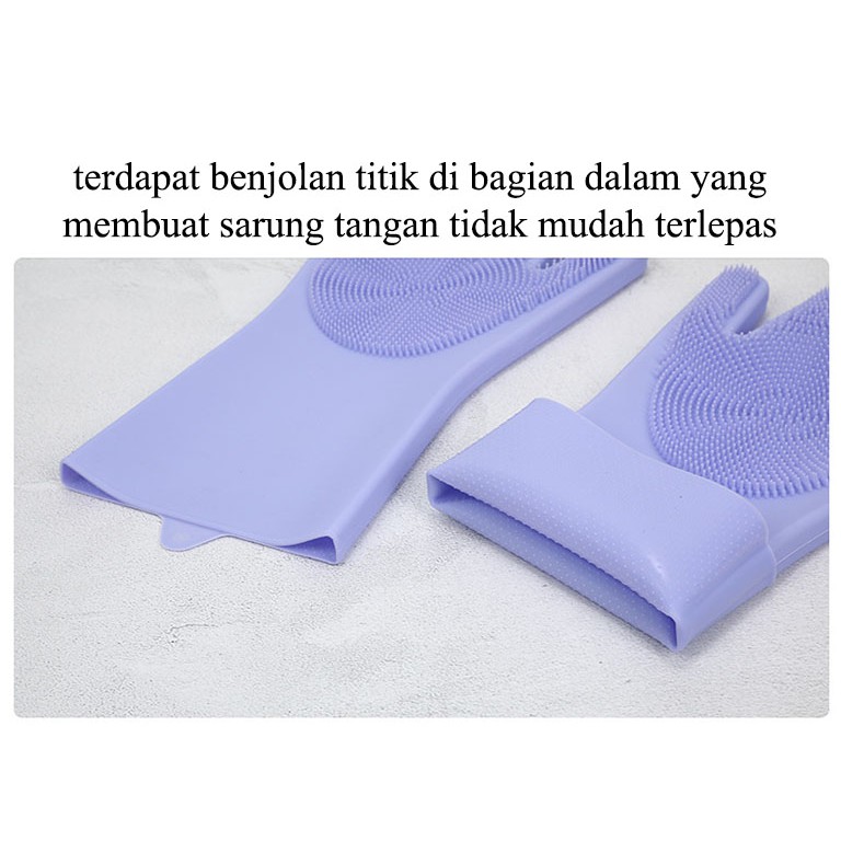 Sarung Tangan Silikon Sikat Spons Karet Multifungsi Cuci Piring Mobil Serbaguna Anti Panas Silicone Dishwashing Glove Magic