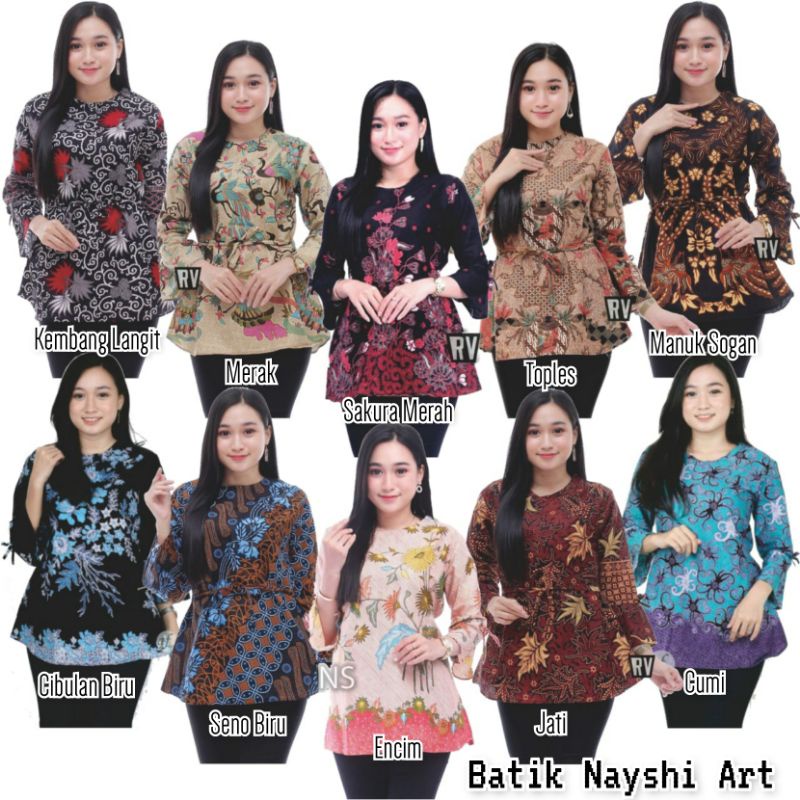 COD - Bayar Ditempat - Blouse Batik Couple Atasan Batik Wanita Blus Batik Cendrawasih Blarak Kipas-1