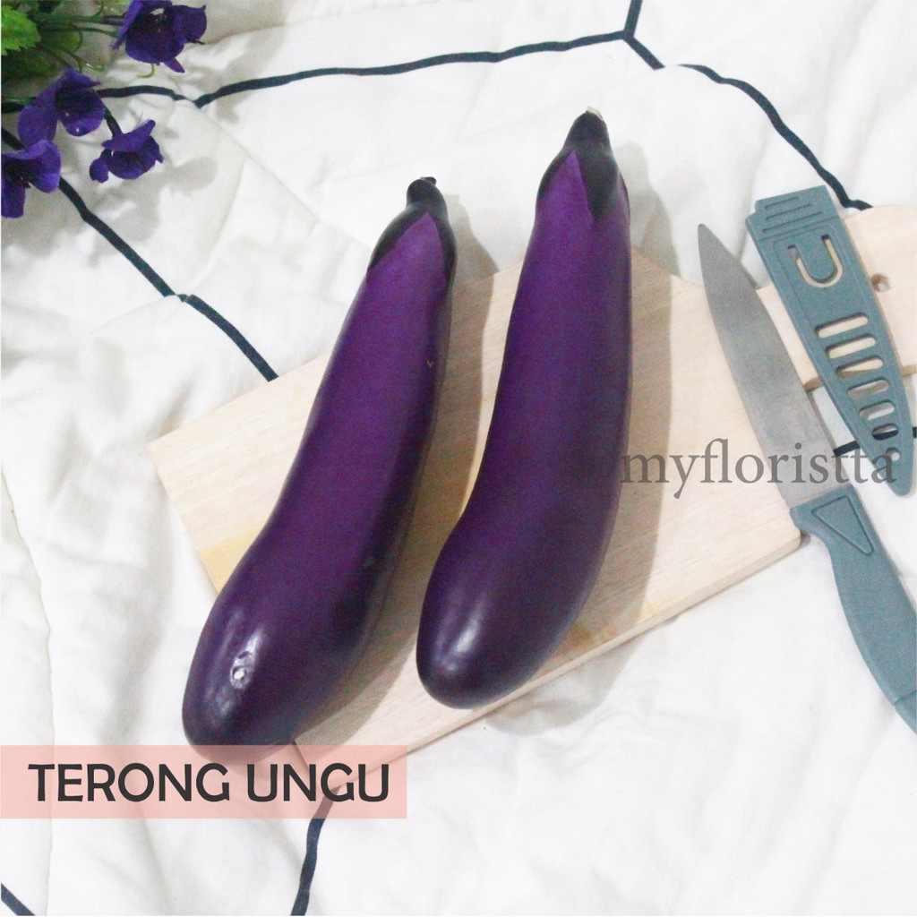 Obral artificial buah dan sayur palsu plastik terong ungu