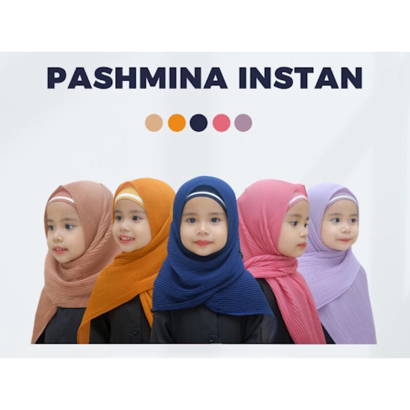Jilbab Instan Pashmina Plisket Anak Usia 5-12 tahun