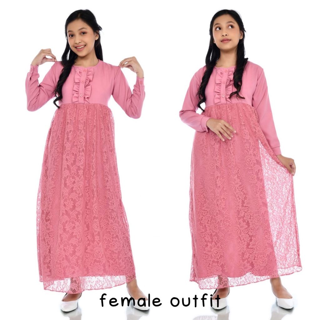 GAUN BROKAT - DRES 4-12 TAHUN KOMBINASI BROKAT