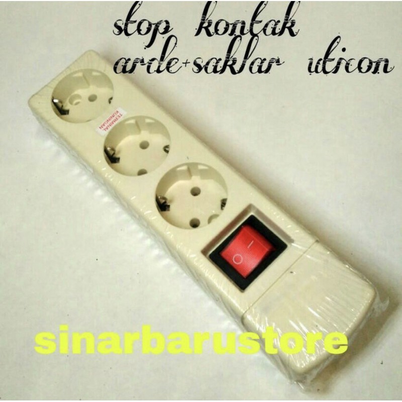 Stop Kontak Arde Uticon + Saklar 3 Lubang