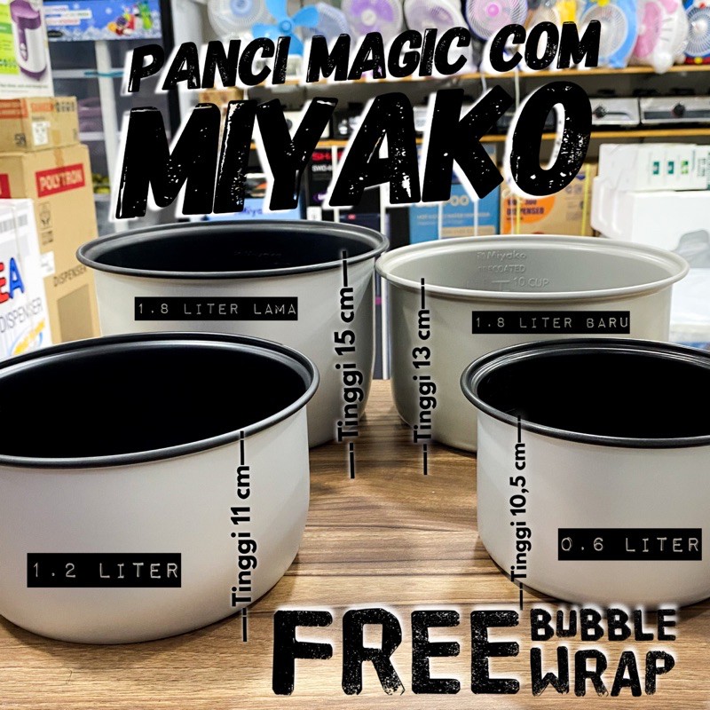 Panci Magic Com Miyako Original, untuk ukuran 0.6 L, 1 L, 1.2 L, 1.8 L dan 2.2 L 606 612 528 508 838 Panci Magic Com Miyako Original Teflon Rice Cooker miyako Ukuran 0.6L 1.2L 1.8 Liter 2.2L Multi