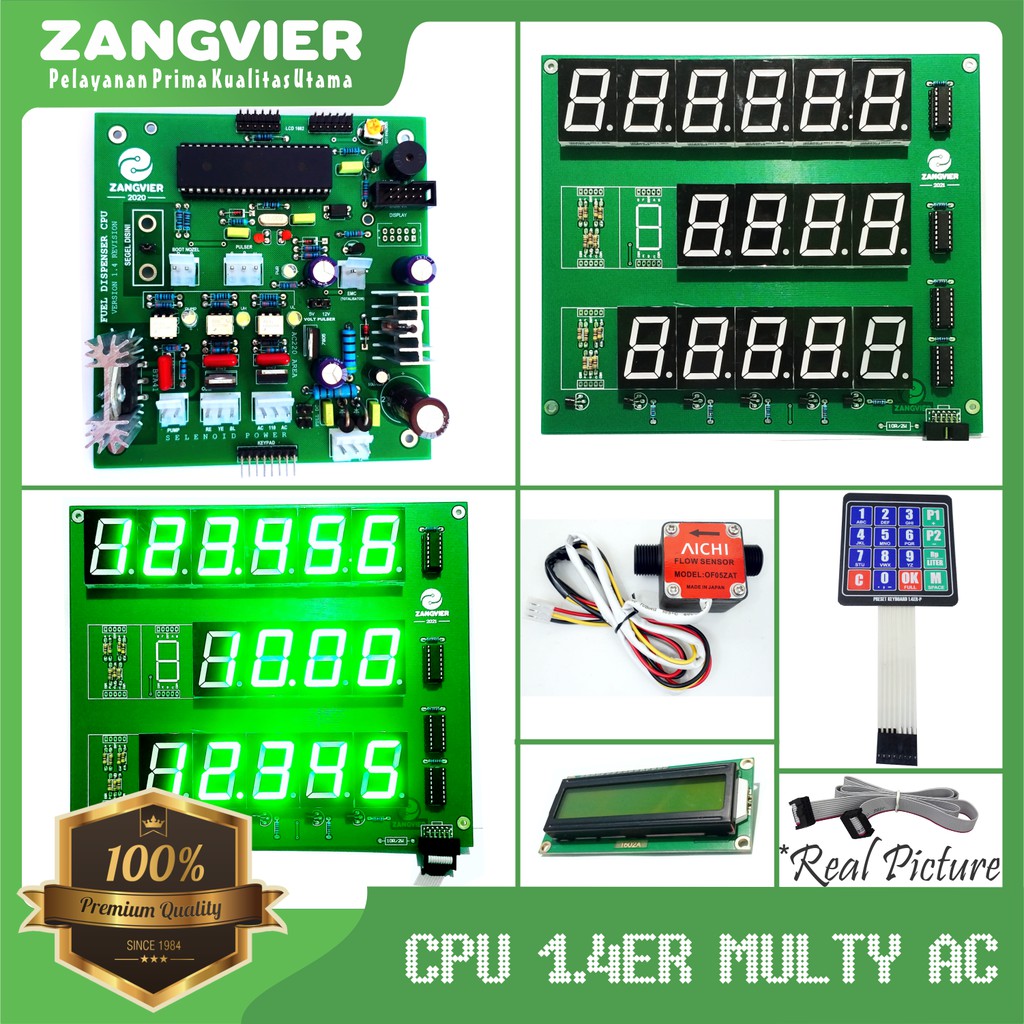 PAKET MESIN PERTAMINI - POM MINI CPU 1.4 ER MULTY 7SEGMENT HIJAU + SENSOR AICHI