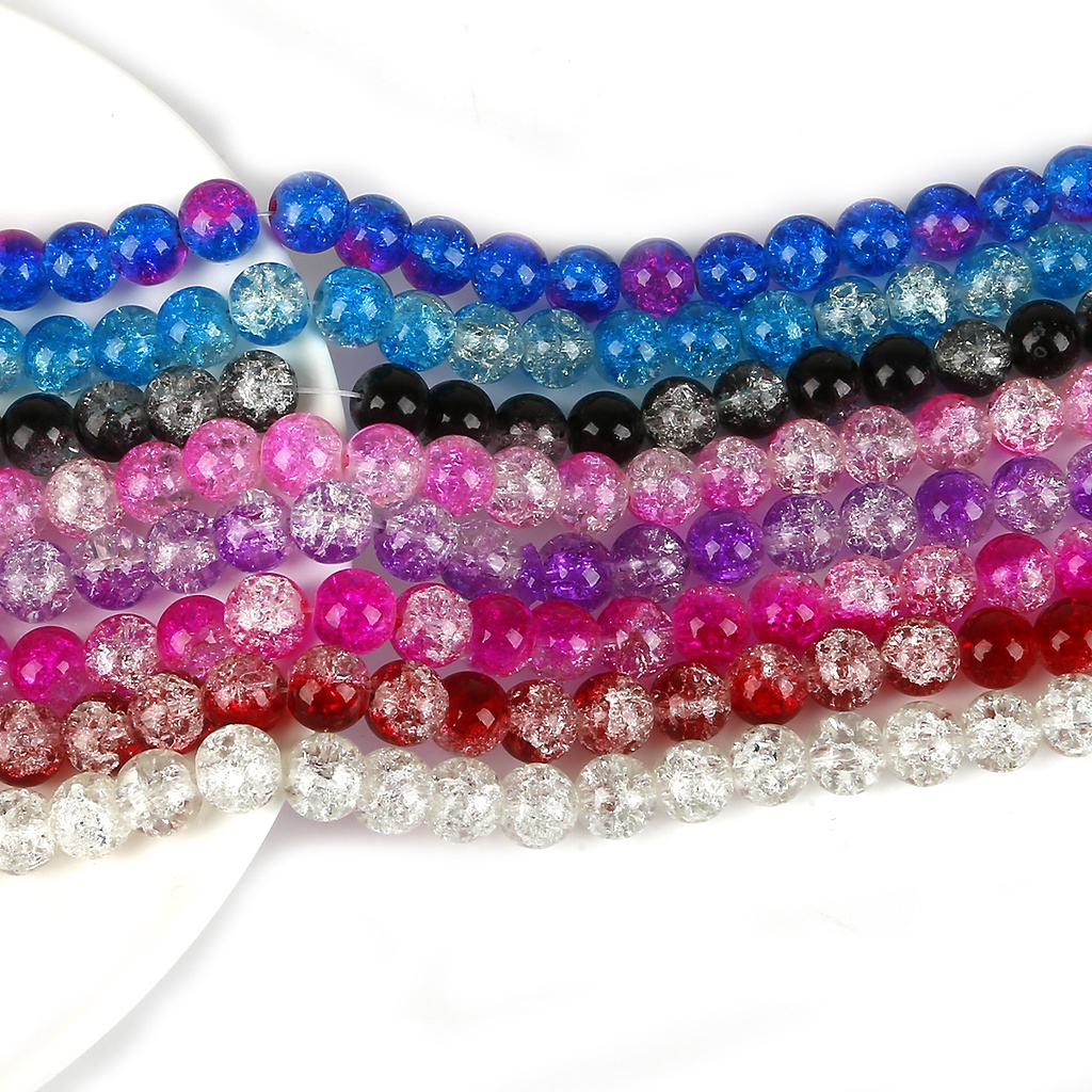 4 Mm 6 Mm 8 Mm 10 Mm Dua Warna Warna Kaca Kresek Beads Bulat Longgar Spacer Manik-manik untuk Membuat Perhiasan DIY Gelang &amp; Kalung