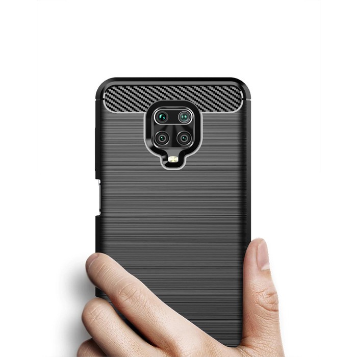 Silicon Case Xiaomi Redmi Note 9S 9 Pro 9 Pro Max Softcase iPAKY Carbon Cover Casing - Hitam