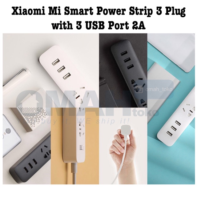 (ORIGINAL) Xiaomi Mi Smart Power Strip 3 Plug With 3 USB Port 2A Colokan Xiaomi